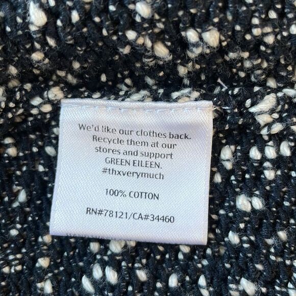 Eileen Fisher Black and White Tweed Open Front Cardigan Sweater. Size Small Pet. - Picture 11 of 12